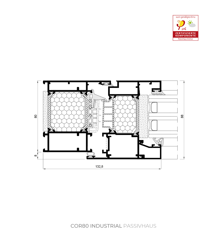 Cor 80 Endüstriyel Passivhaus Pencere